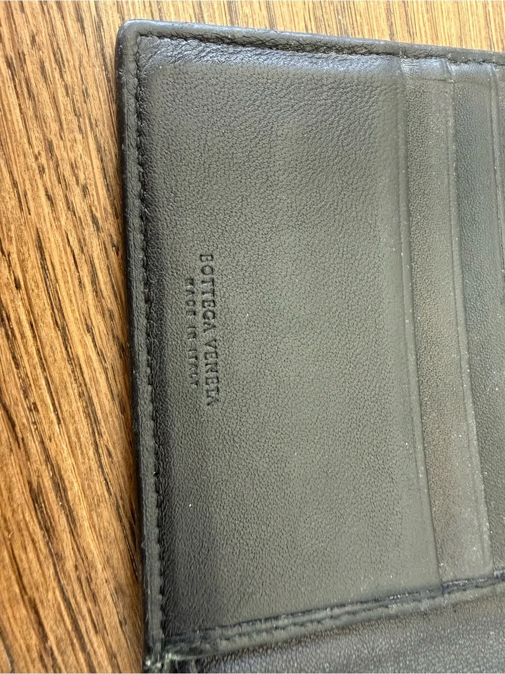 Bottega Veneta Woven Black Leather Bifold Wallet with Metallic Flecks